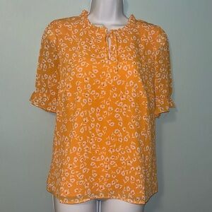 NWOT J. Crew Factory Yellow/Orange Floral Print Blouse, Small